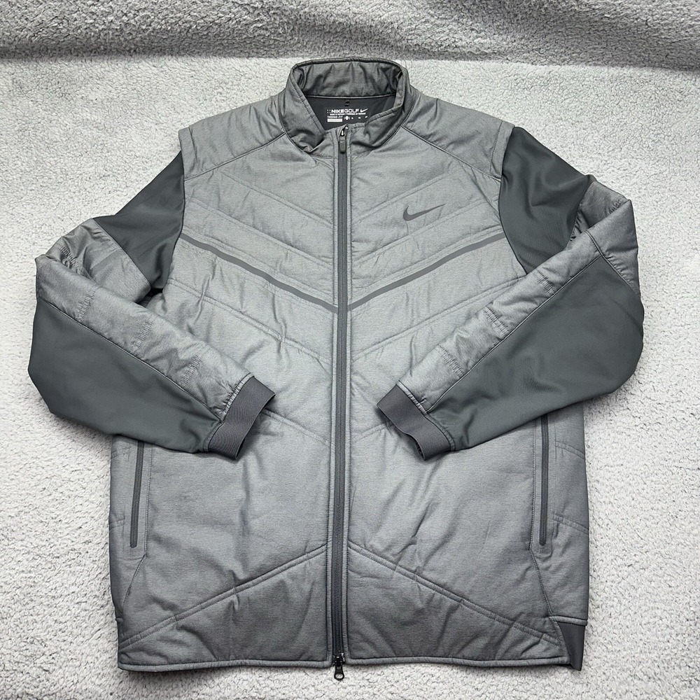 Nike Golf 619900-063 Mens Size XL Therma-Fit Full-Zip Gray Activewear Jacket